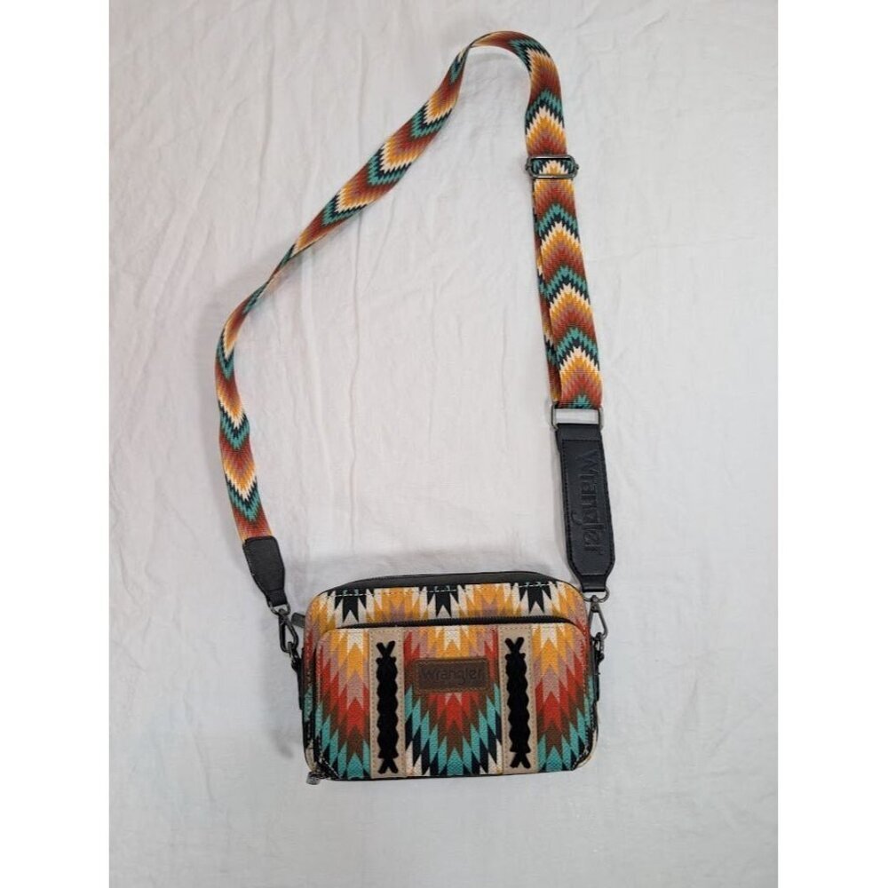 Wrangler southwestern crossbody purse with wallet pouch adjustable strap A4